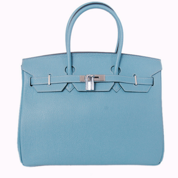 H35POSG Hermes Birkin 35CM pelle togo in azzurro con Silve